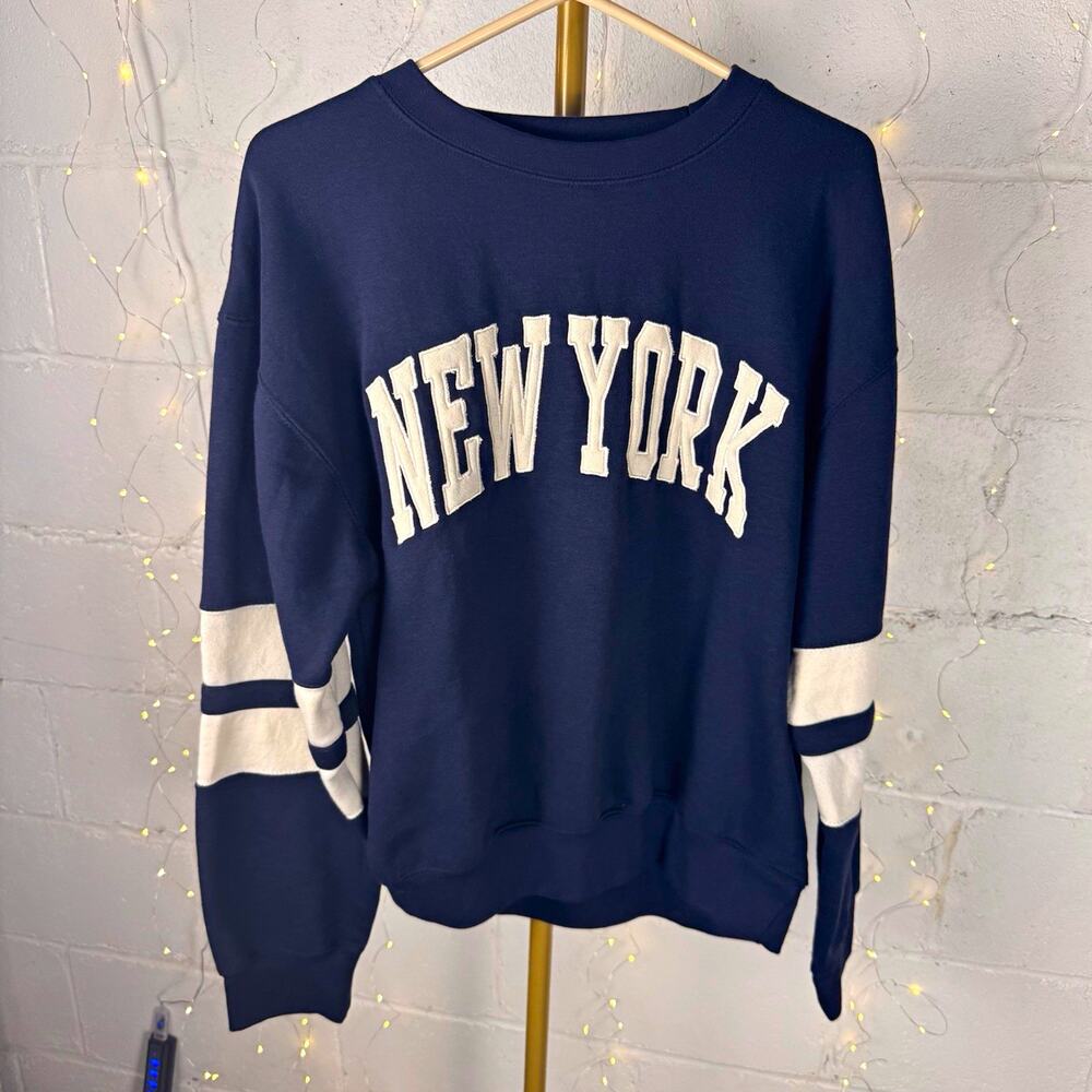 new york popular navy varsity sweatshirt size L oversized pullover